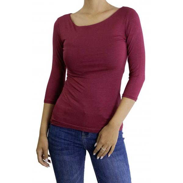 Maglia con scollo a barca con manica 3/4